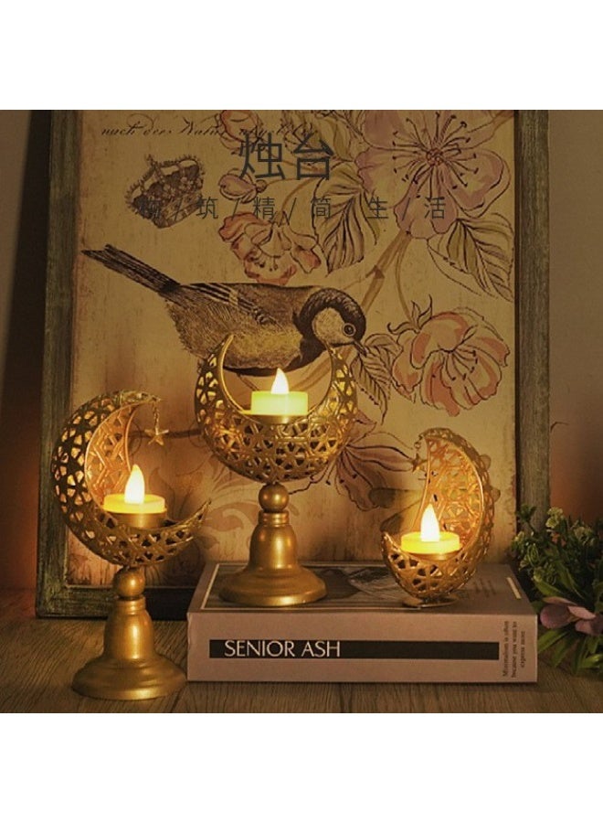 Ramadan Candle Holder & Candlestick Holders , Moon-Shaped Ramadan Decor, Creates Warm Ramadan Kareem Atmosphere, Suitable for Dining Table & Guest Room, Gift for Muslim Friends（3 pcs） - Image 5
